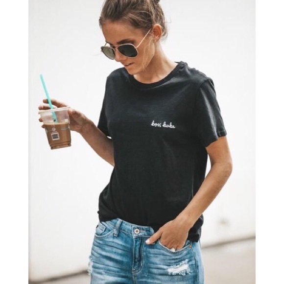 likeNarly Tops - >>LAST<< Boss Babe Cotton Tee - Black